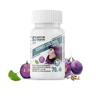   Natúr Tanya Szerves Szőlőmag és Ginkgo biloba. 95% OPC, 24% flavon glikozid és 6% terpén laktonra standardizált tabletta