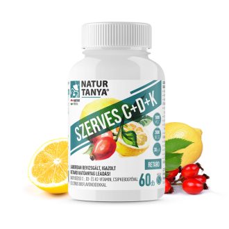   Natúr Tanya Szerves C+D+K - Retard 1000mg C-vitamin, 2000IU D3-vitamin, 30 µg natto fermentált K2-vitamin, csipkebogyó kivonat és citrus bioflavonoidok