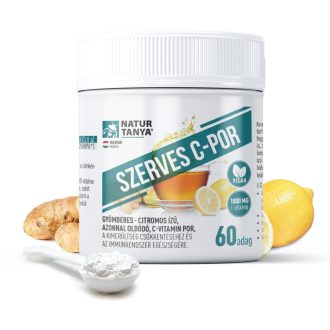   Natúr Tanya Szerves C-por – azonnal oldódó, gyömbéres - citromos ízű C-vitamin por, 60 adag