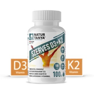   Natúr Tanya Szerves D3 és K2-vitamin. Természetes, fermentált K2-vitamin (menakinon-7) és maximális 4000 NE D3-vitamin, antioxidáns E-vitaminnal