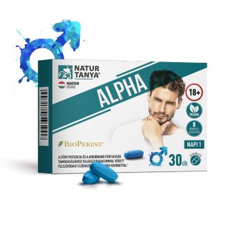   Natúr Tanya ALPHA - A férfi potencia és a kirobbanó férfiasság támogatásához. 8 komplex összetevő; Fermentált L-citrullin, Világszabadalommal védett BioPerine®, Taurin, mikronutriens mátrix és potenciatámogató fitomátrix hatóanyagok