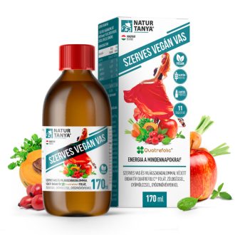   Natúr Tanya SZERVES VEGÁN VAS szirup - Szerves vas, világszabadalommal védett bioaktív Quatrefolic® folát + 9 zöldség, gyümölcs, gyógynövény